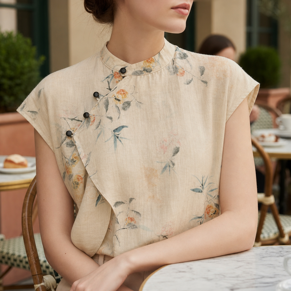 Chios Floral Linen Blouse