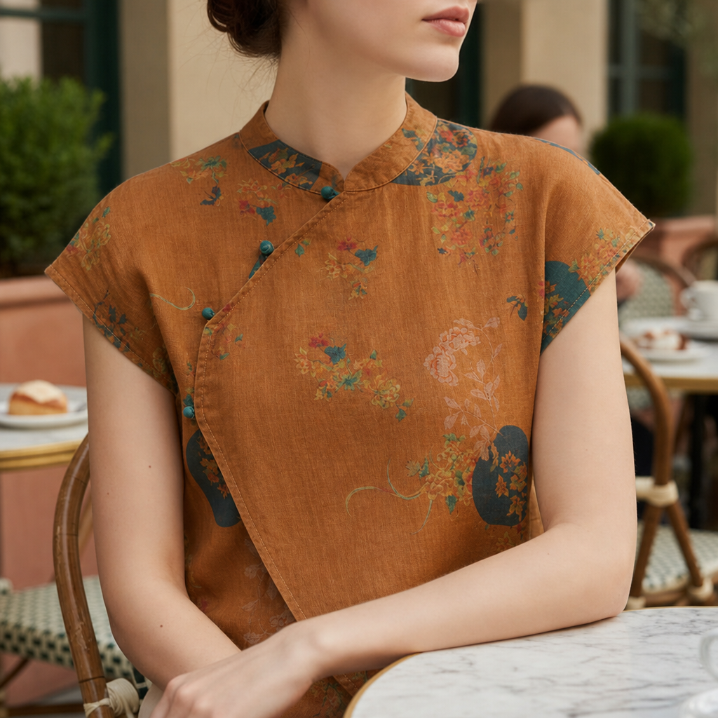 Chios Floral Linen Blouse
