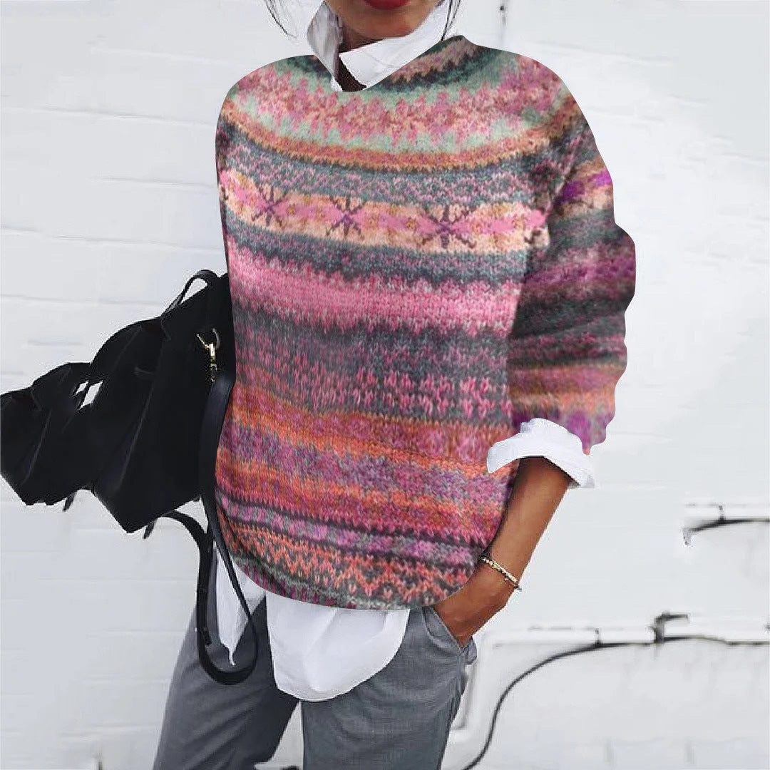 Christel | Fair Isle Knit Sweater with Crew Neck for Women