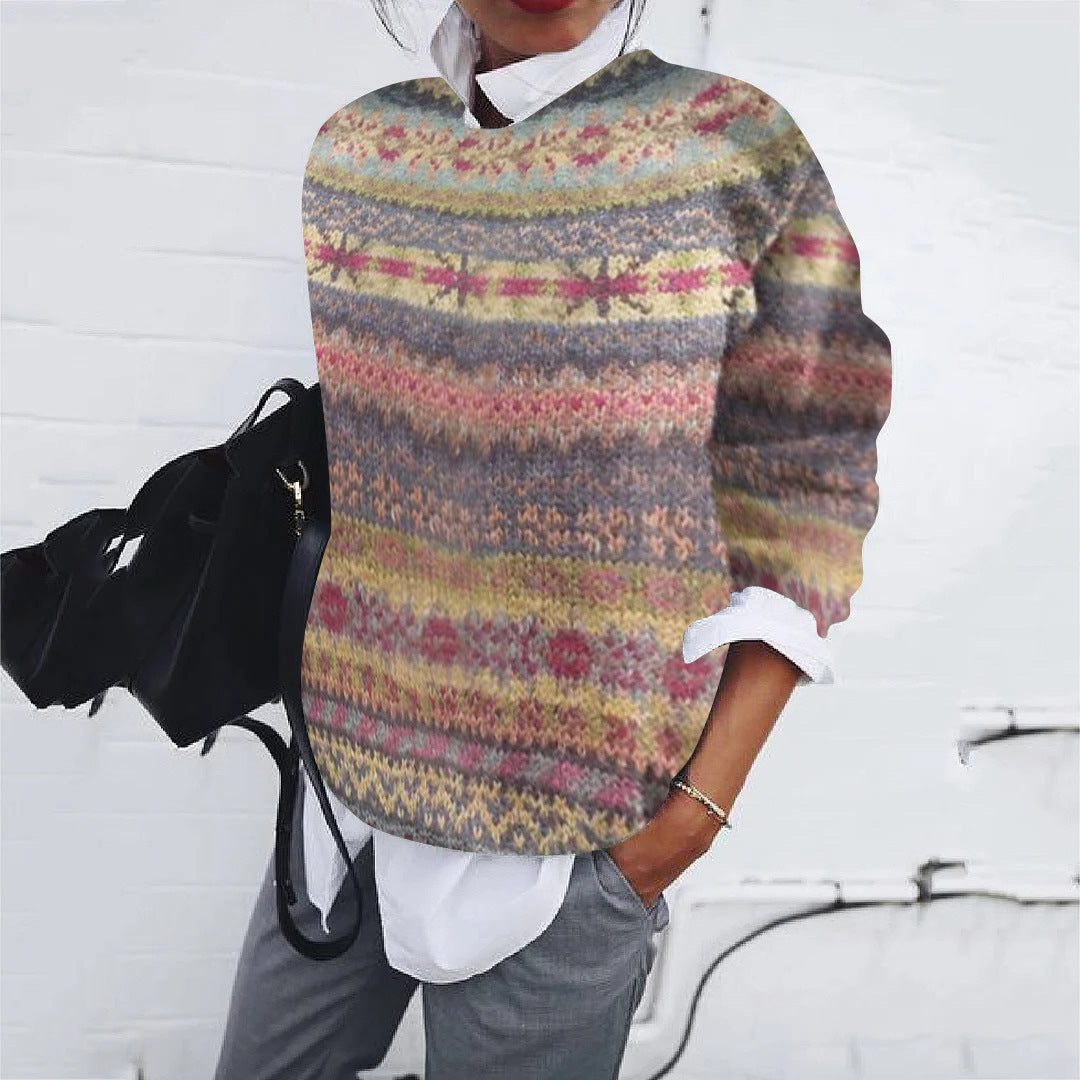 Christel | Fair Isle Knit Sweater with Crew Neck for Women
