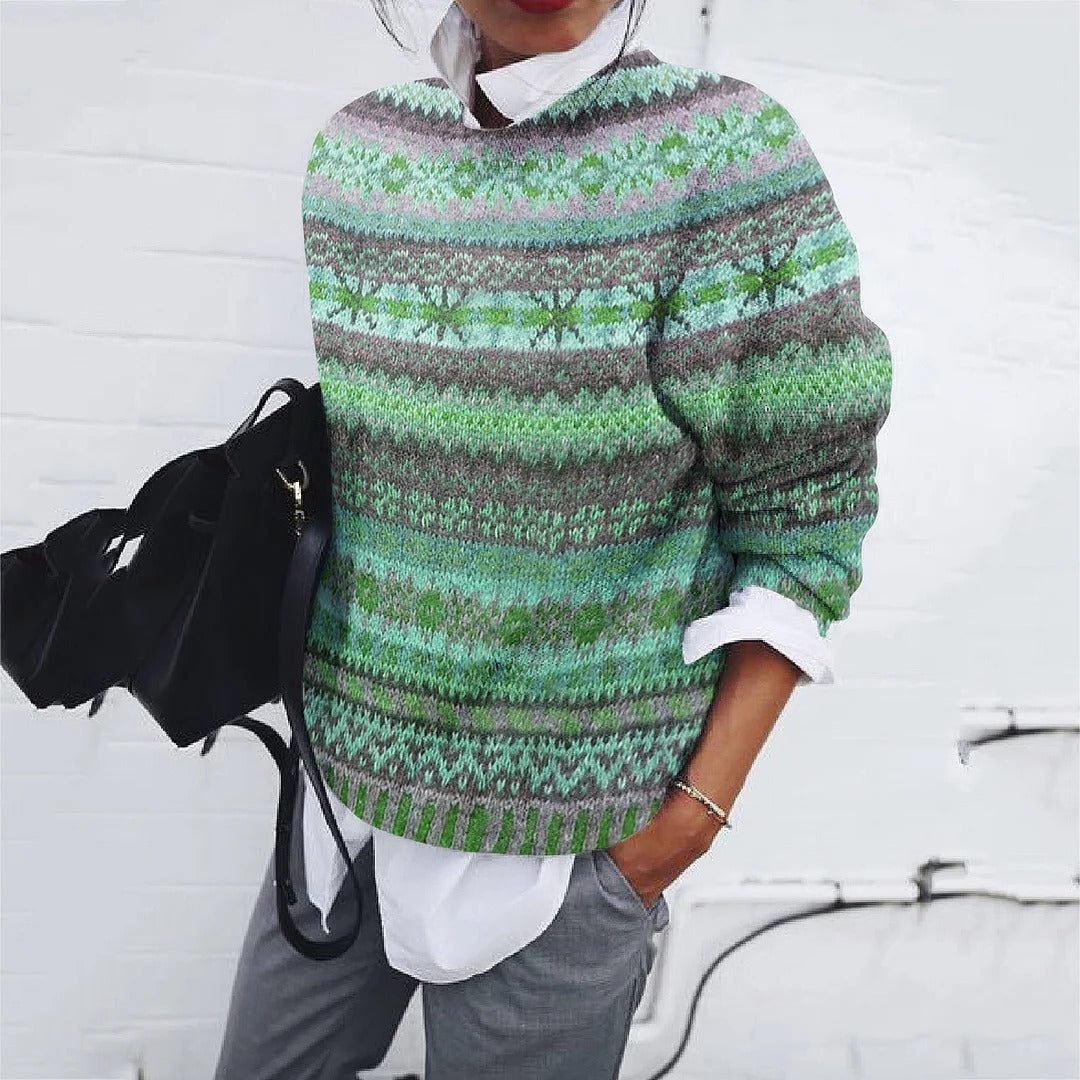Christel | Fair Isle Knit Sweater with Crew Neck for Women