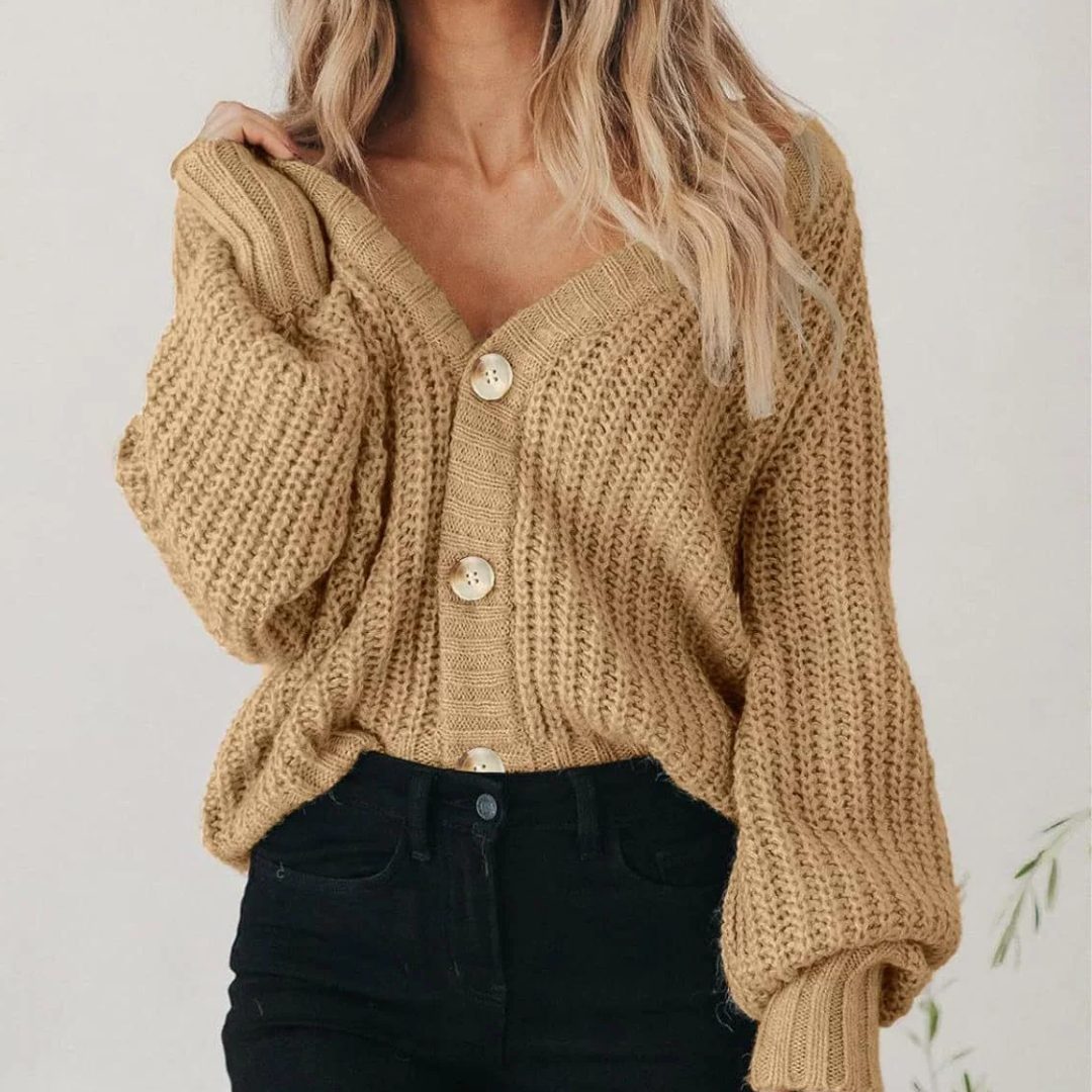 Lettice | Chunky Knit Button-Front Cardigan for Women