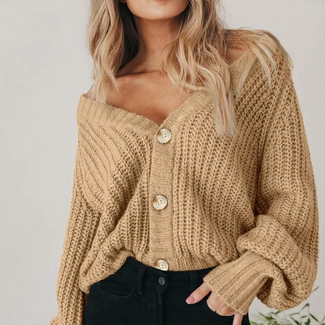 Lettice | Chunky Knit Button-Front Cardigan for Women