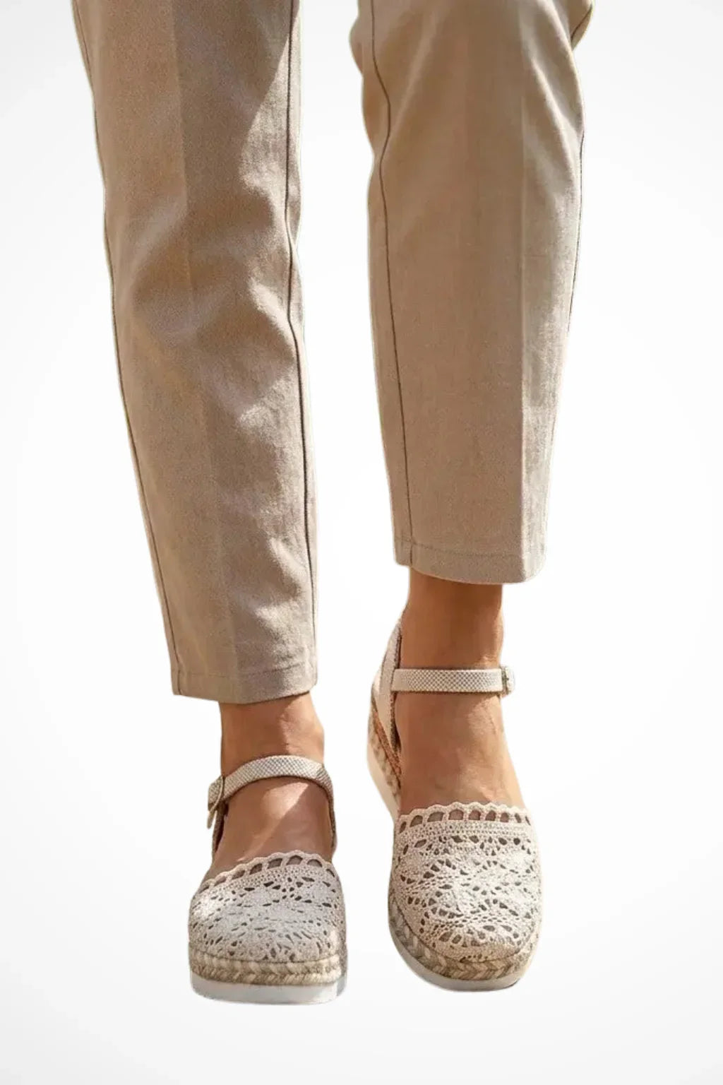 Claire | Women's Platform Orthopedic Crochet Ankle Strap Espadrille Wedge Sandals
