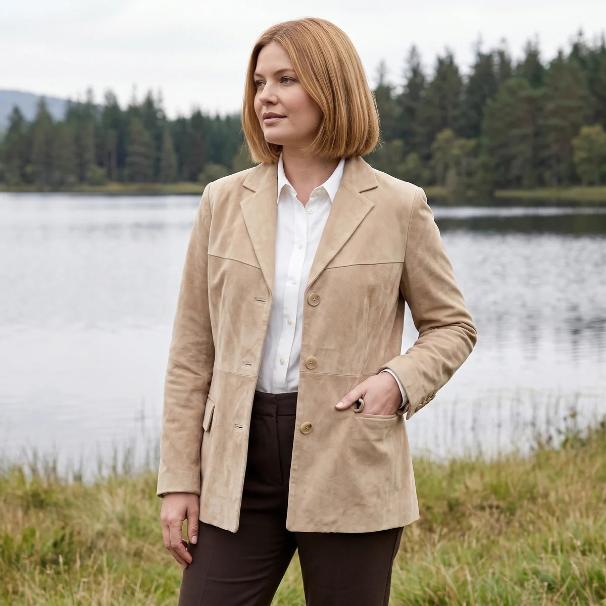 Clarimond Suede Notch Lapel Blazer Jacket