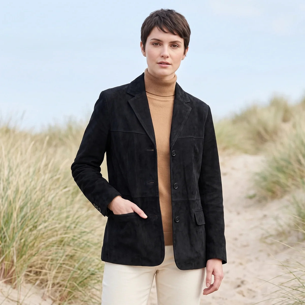 Clarimond Suede Notch Lapel Blazer Jacket