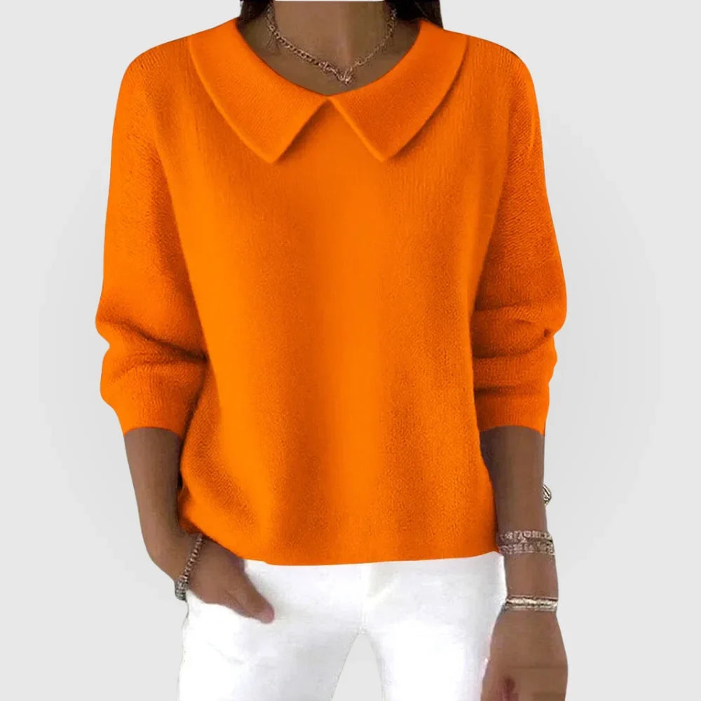 Women's rounded knit collared sweater