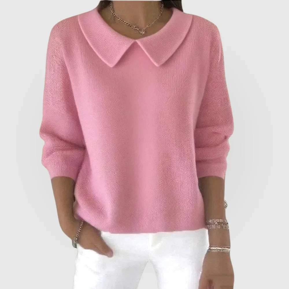 Women's rounded knit collared sweater