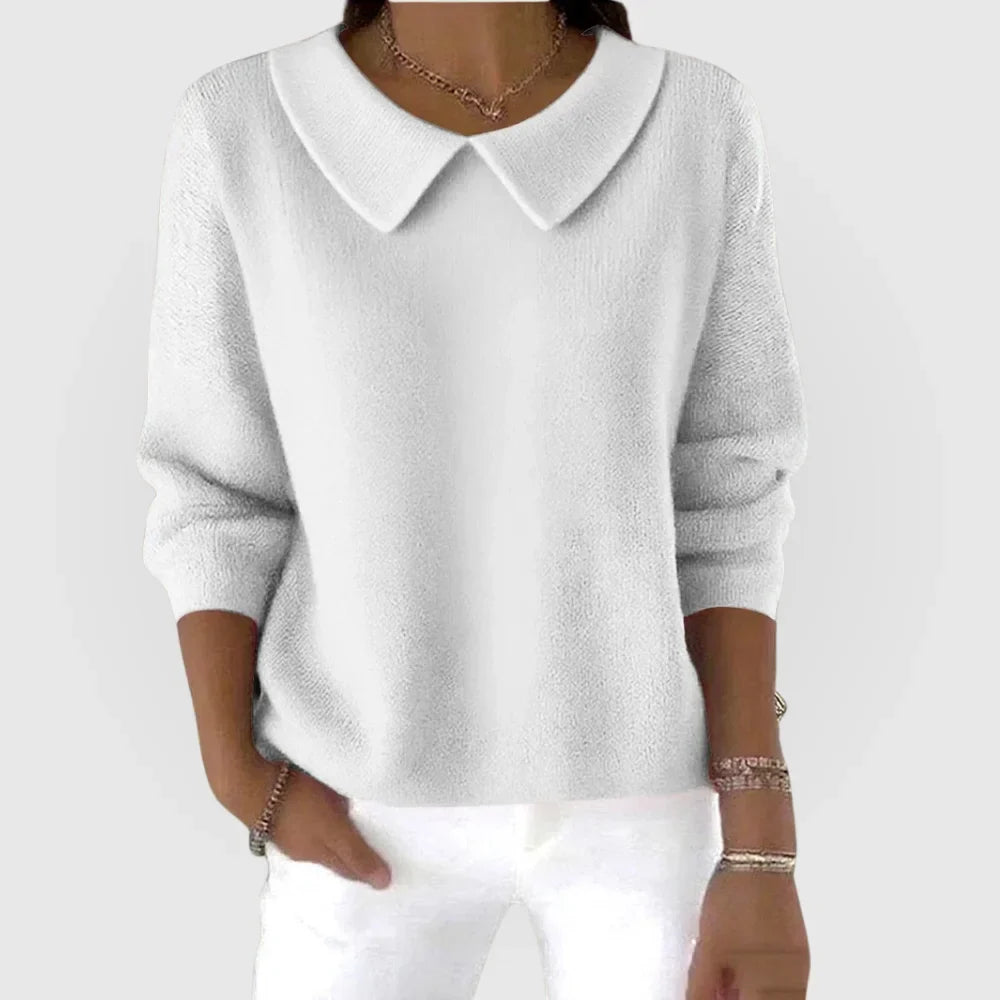 Women's rounded knit collared sweater