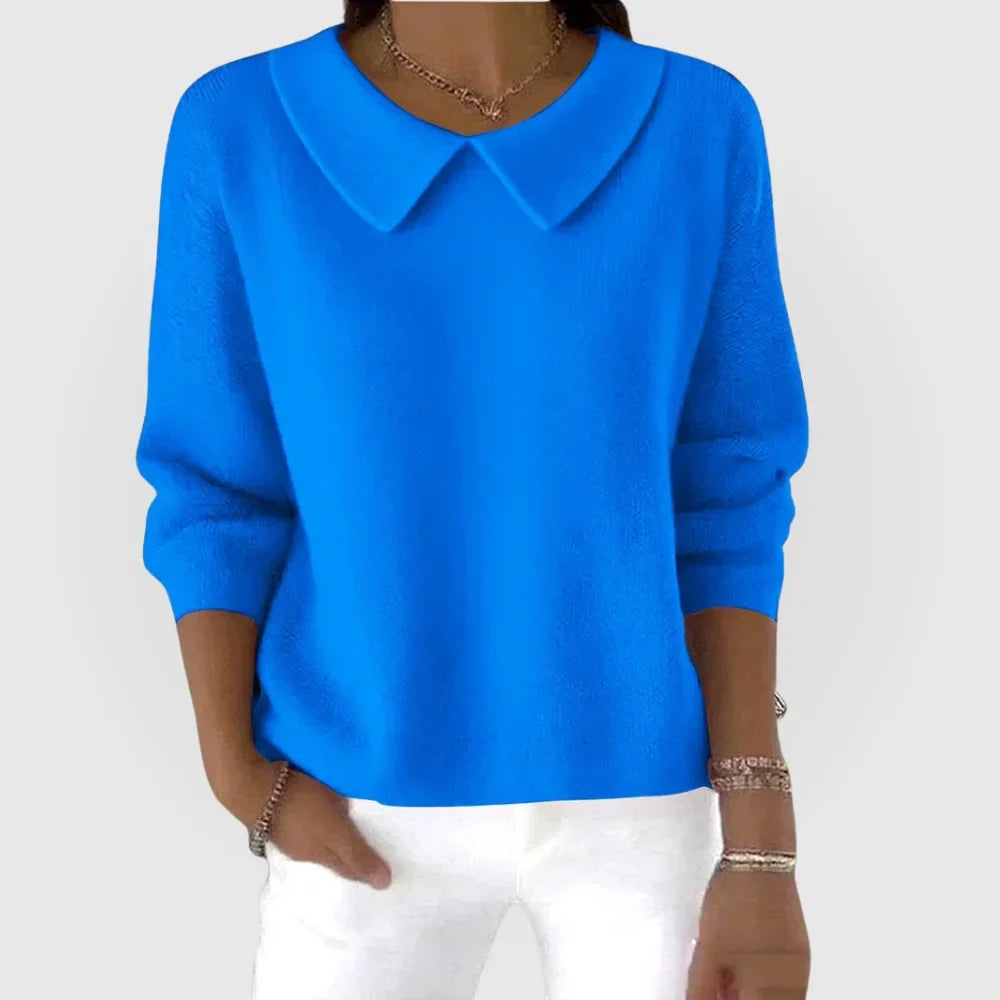 Women's rounded knit collared sweater