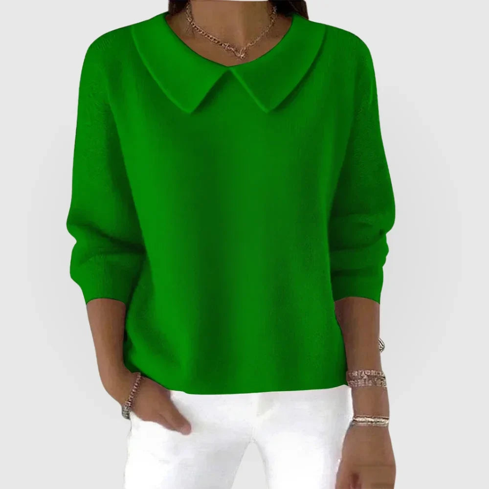 Women's rounded knit collared sweater