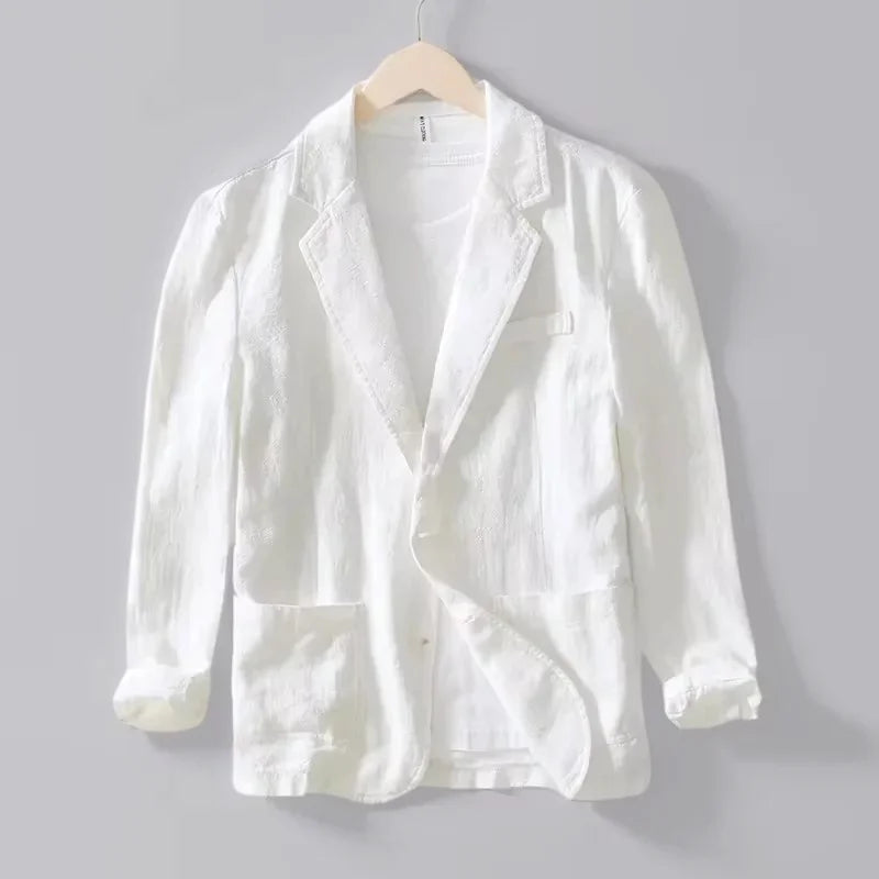 Women's cotton button-front notch lapel blazer with patch pockets