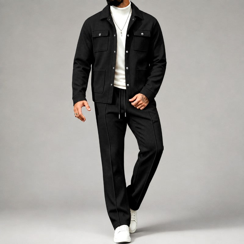 Clay - Men's Textured Utility Shirt and Straight Leg Pants Set