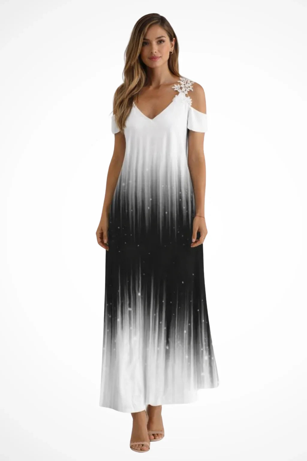 Clementine | Lace Floral Cold Shoulder Summer Maxi Dress