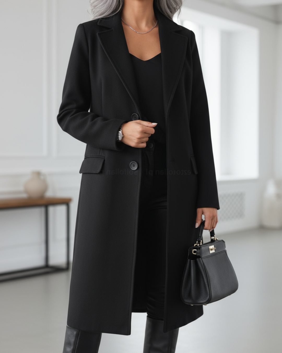 Clementine | Single-Breasted Long Trench Coat with Notched Lapel for Women