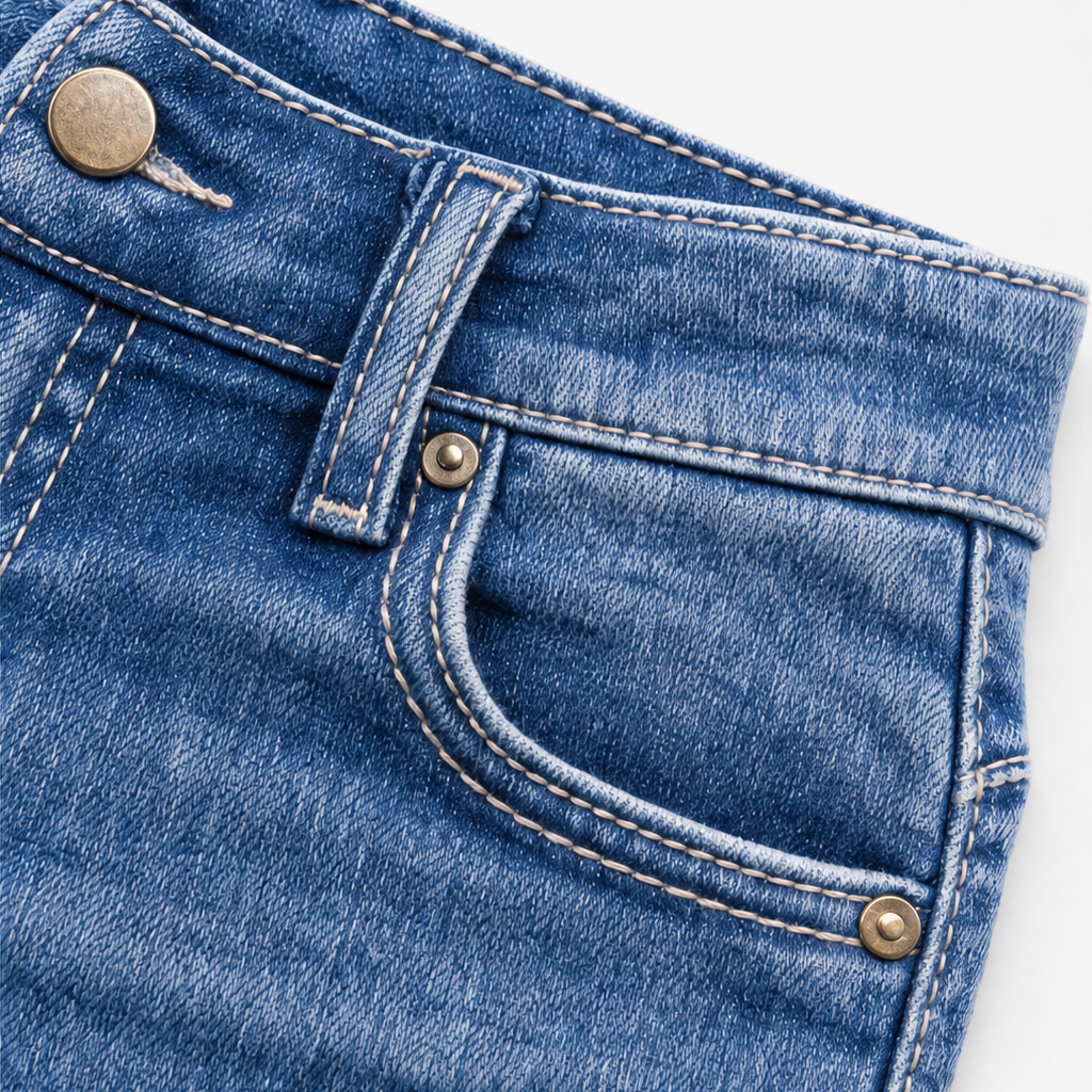 Flarelle – High-Waisted Scalloped Side-Button Flare Jeans