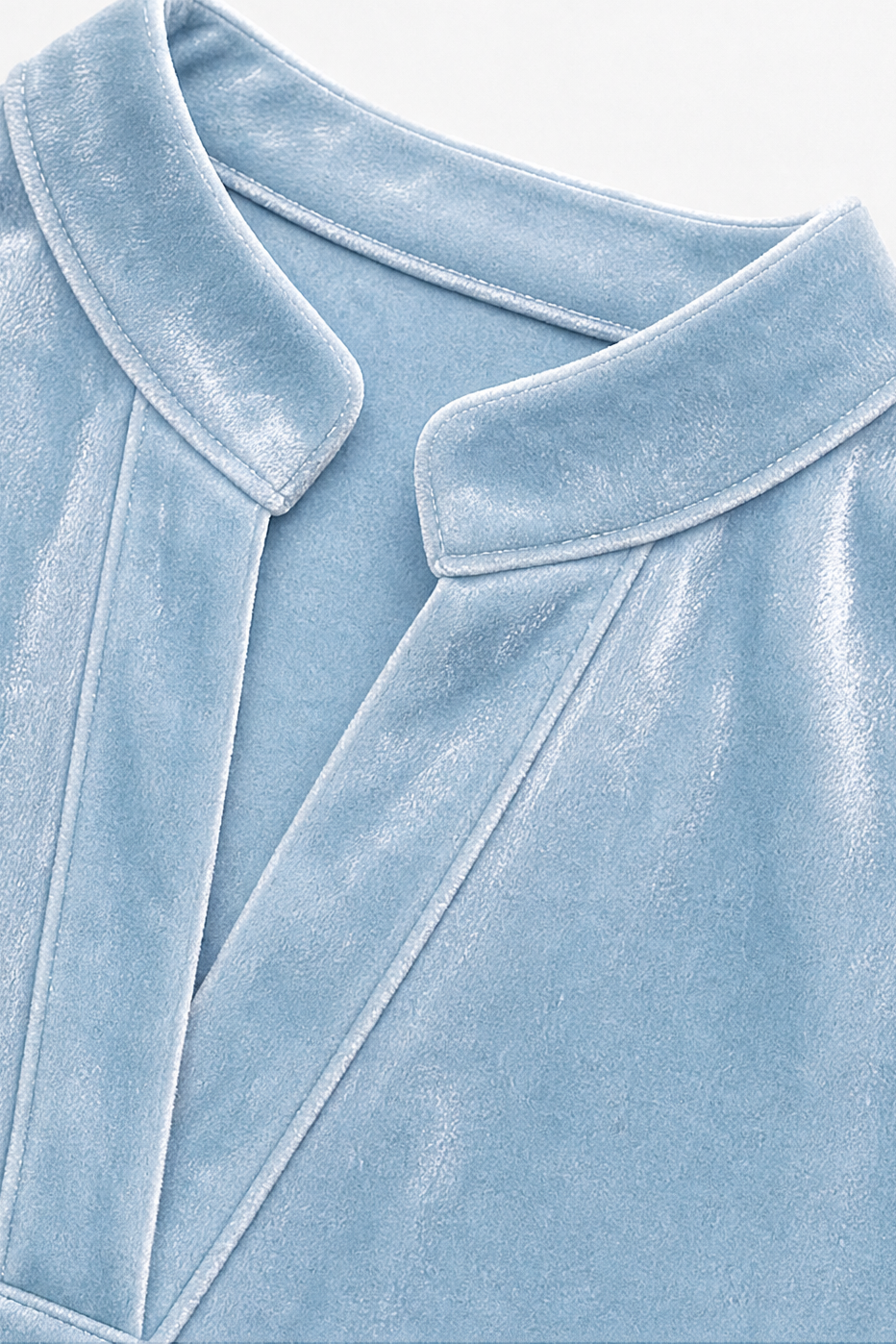 Women's Velvet-Look V Neck Top | Split Neckline, Long Sleeve, Sits At The Hip | Sizes S to 3XL, 6 Colors