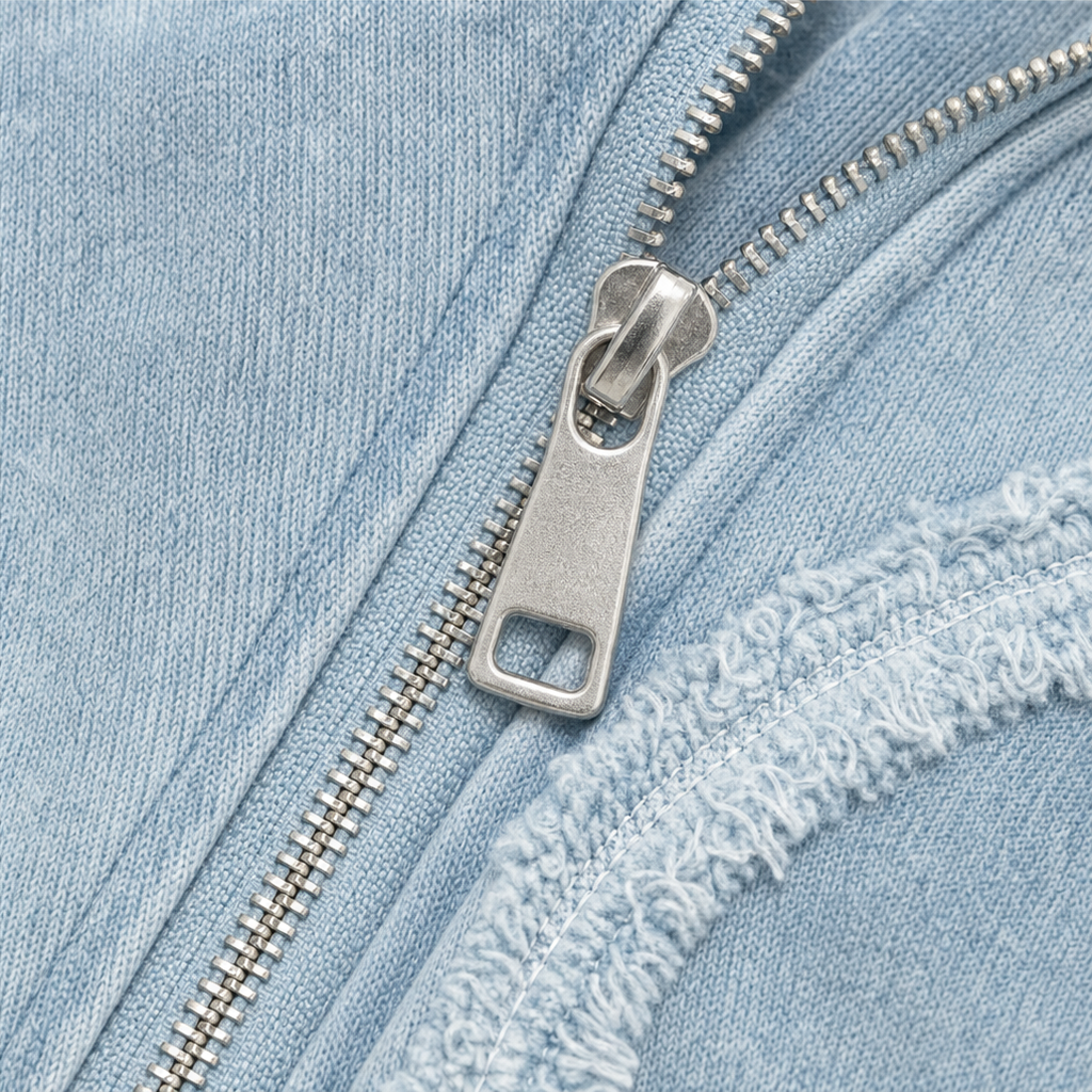 Fadeform – Washed Raw-Edge Oversized Zip-Up Hoodie