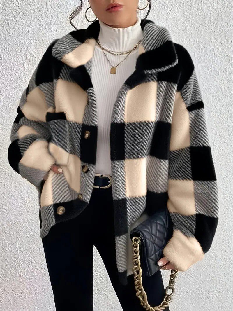 Coco | Plaid Winter Jacket with Button-Up for Women