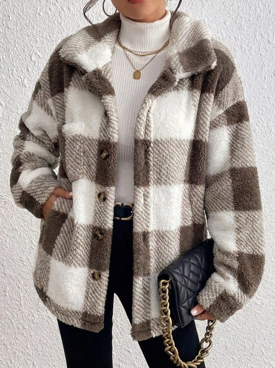 Coco | Plaid Winter Jacket with Button-Up for Women