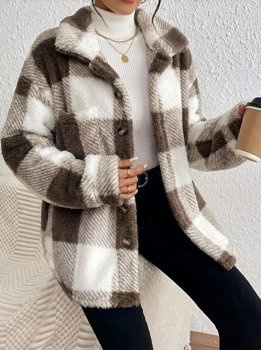 Coco | Plaid Winter Jacket with Button-Up for Women