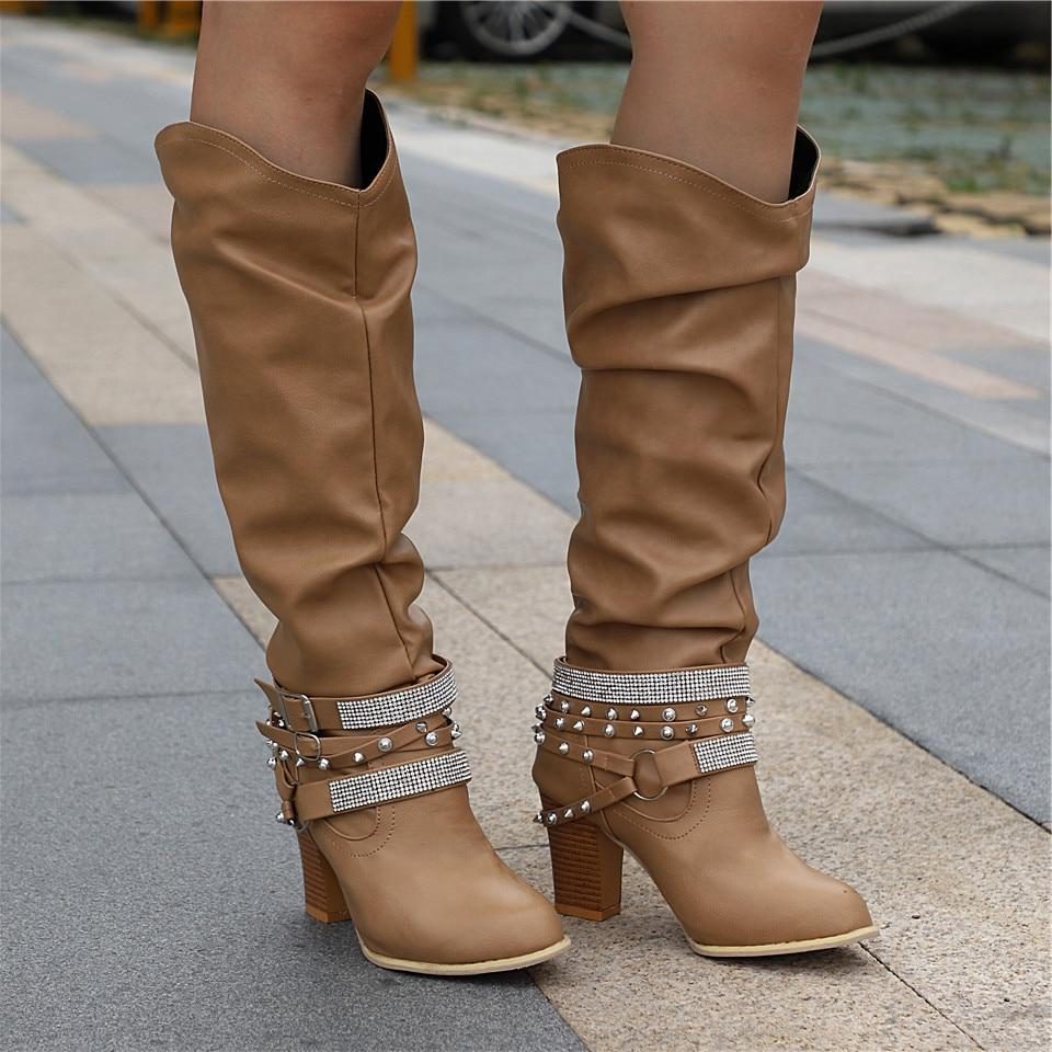 Coco | Studded Block Heel Knee High Boots for Women
