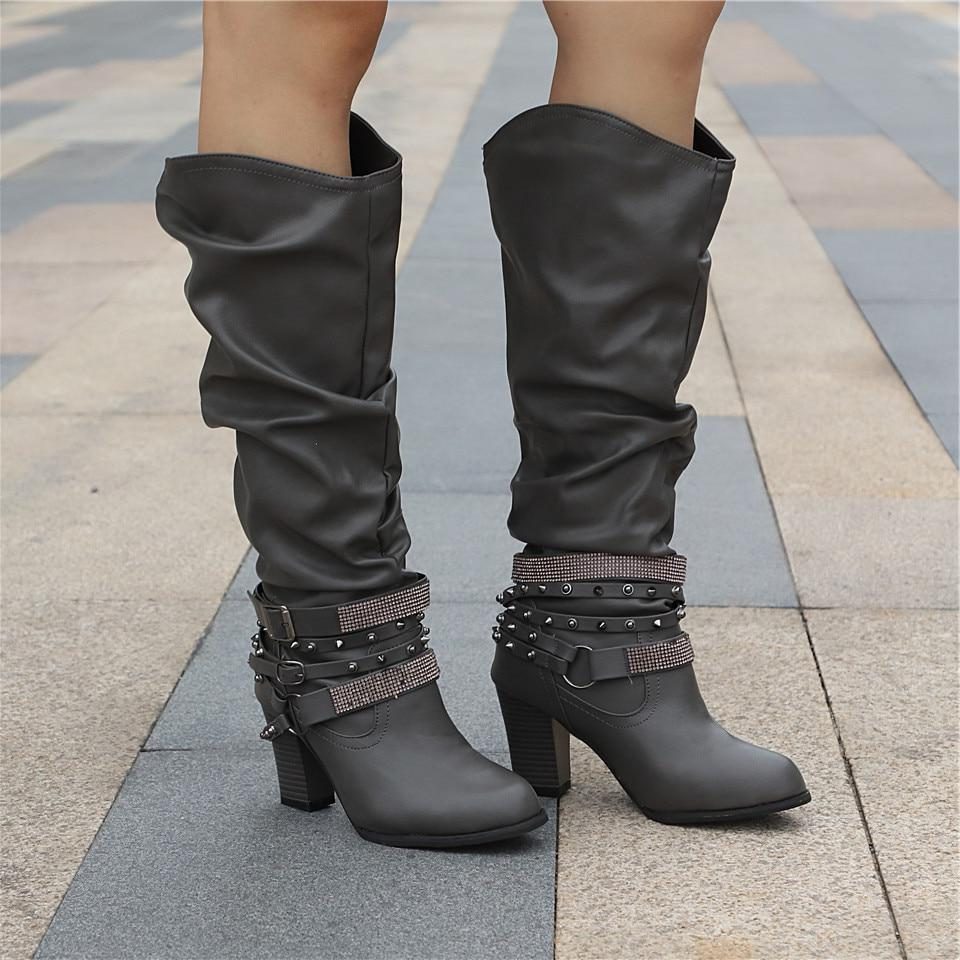Coco | Studded Block Heel Knee High Boots for Women