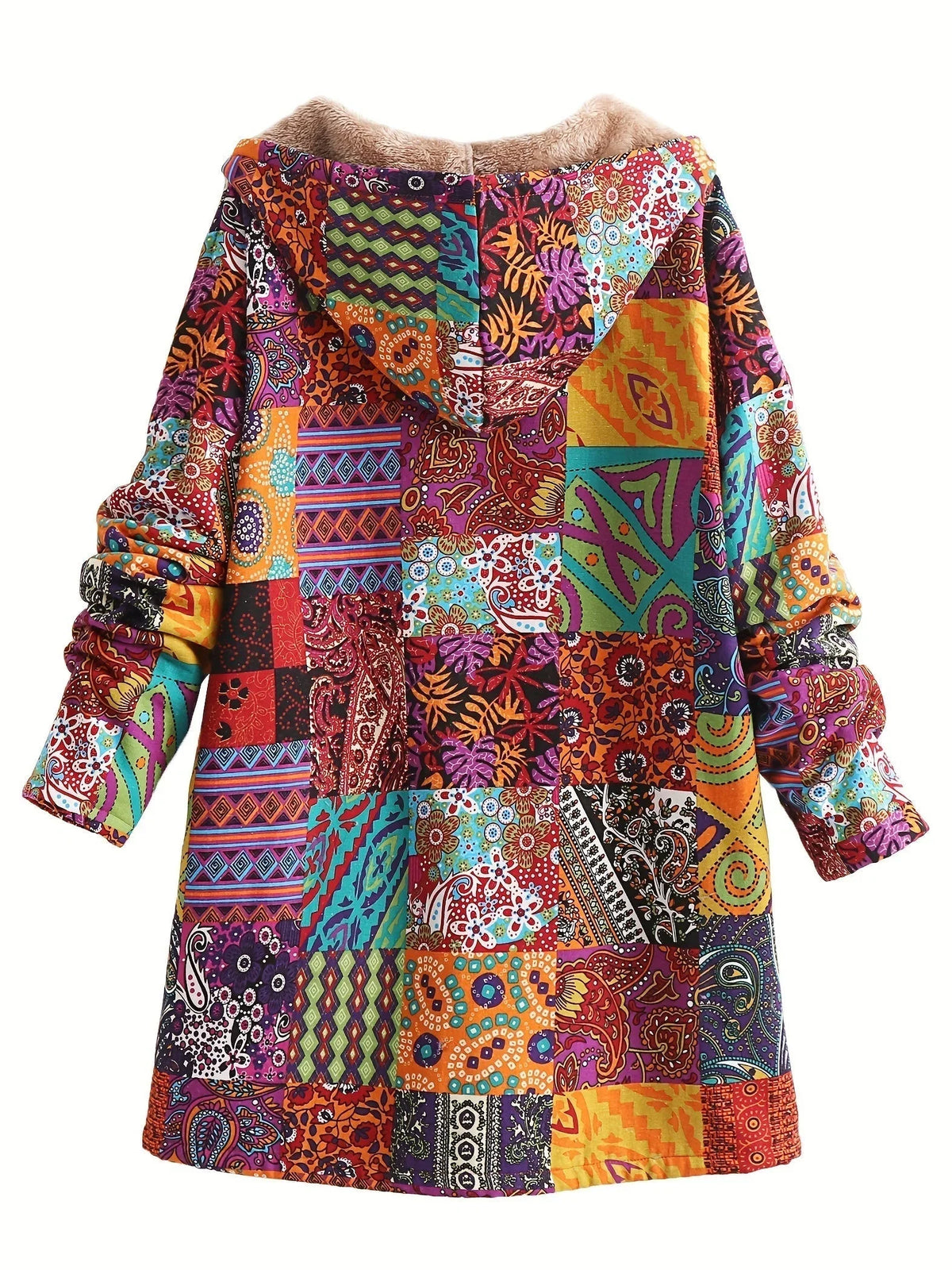 Women's button-front hooded parka with sherpa lining