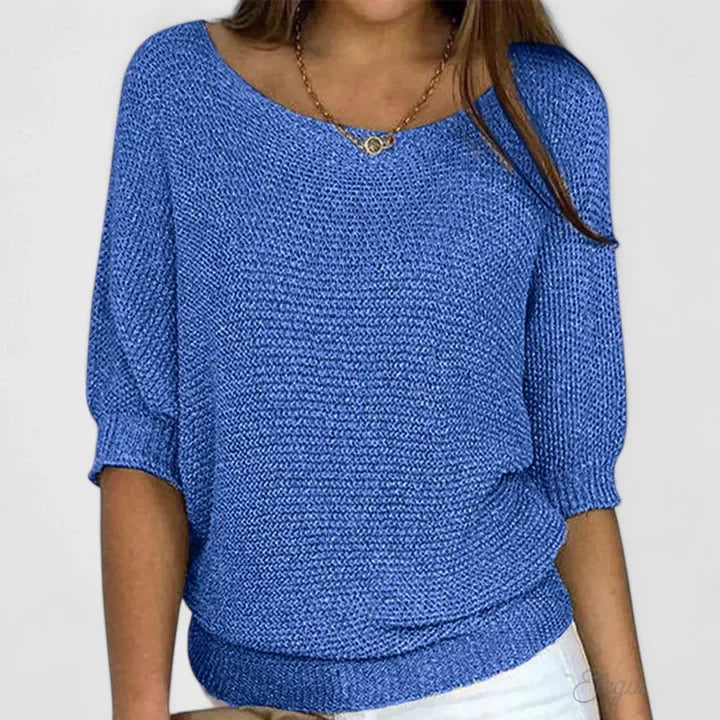 Women's knit sweater with wide scoop neck