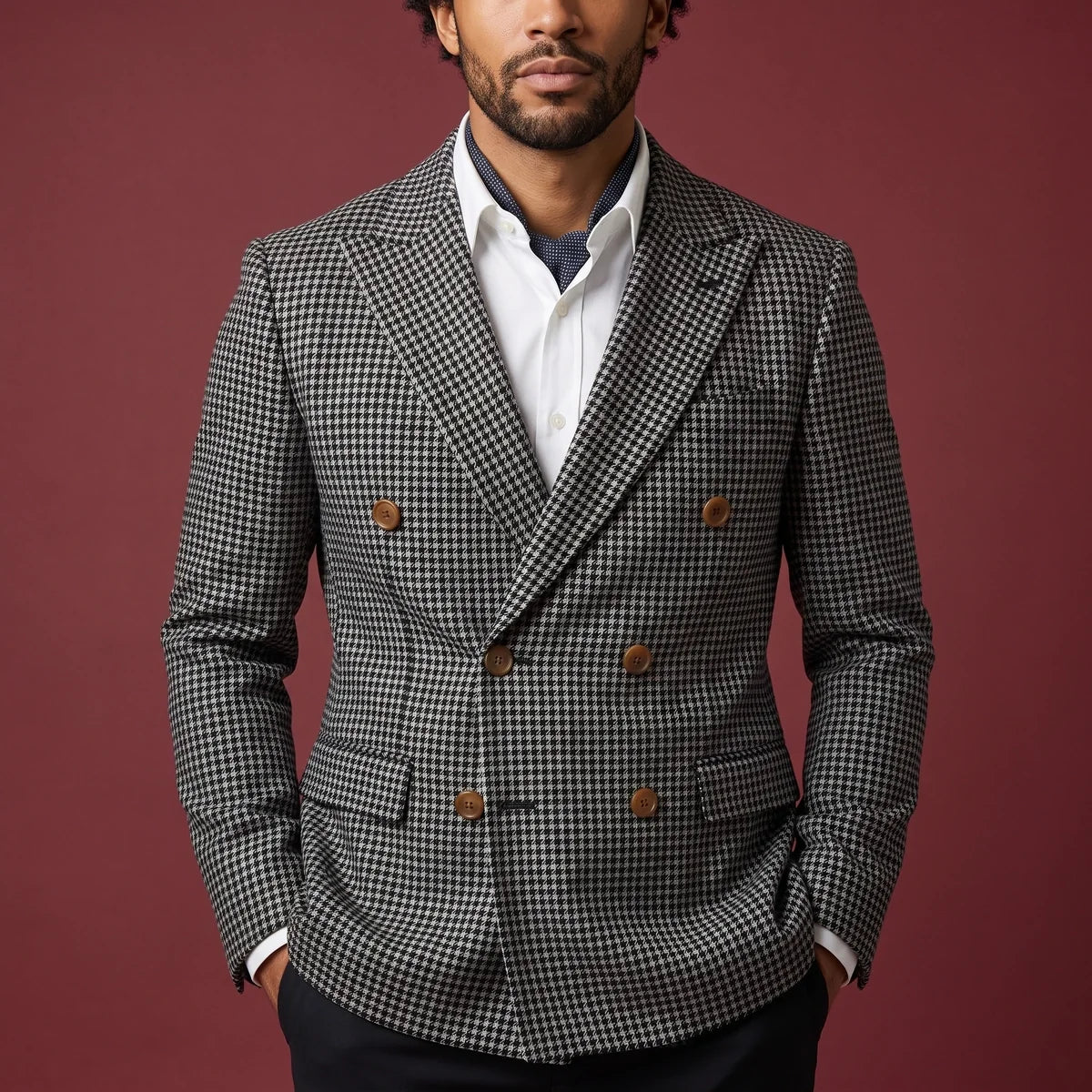 Conrad Houndstooth Double Breasted Blazer