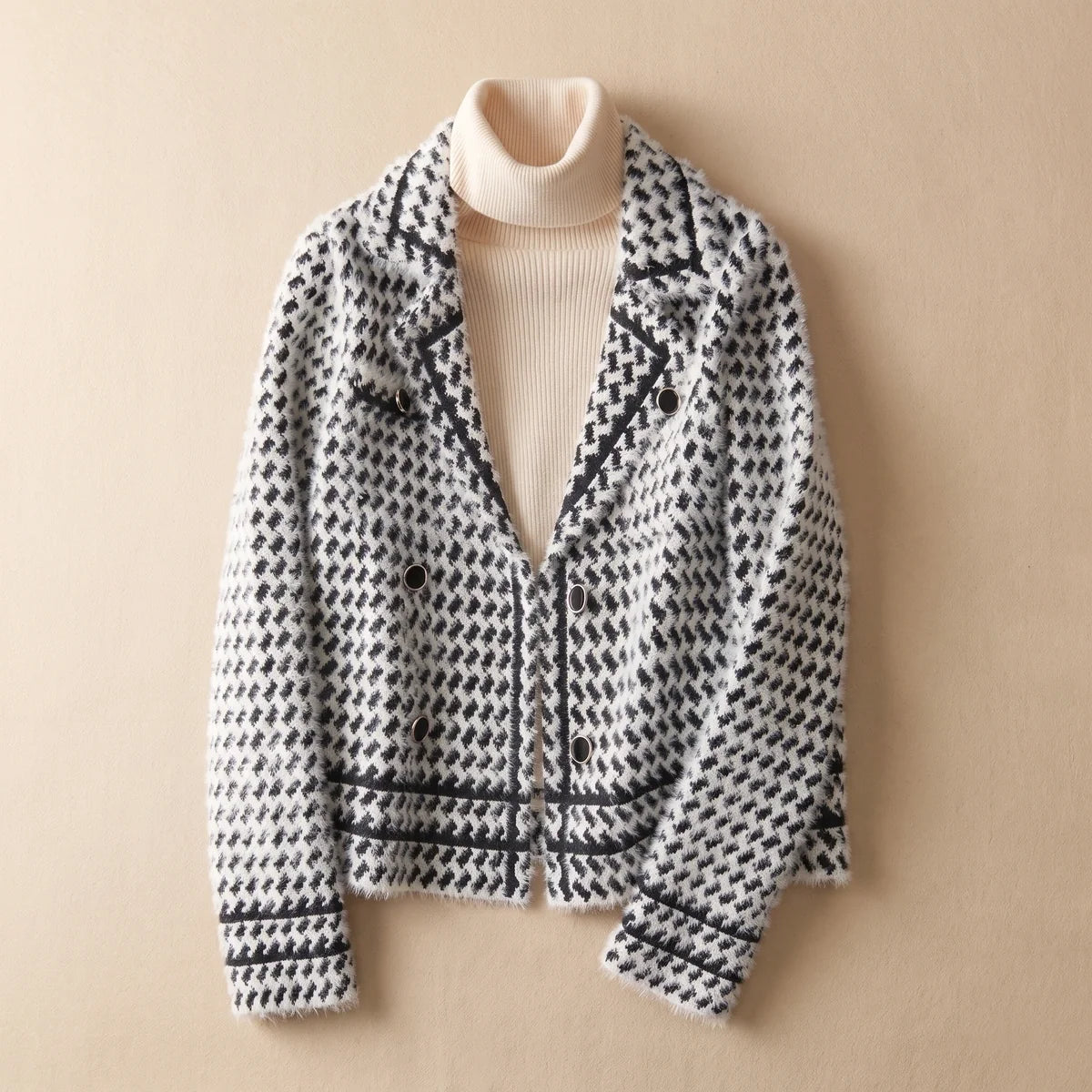 Cordelia Houndstooth Knit Jacket