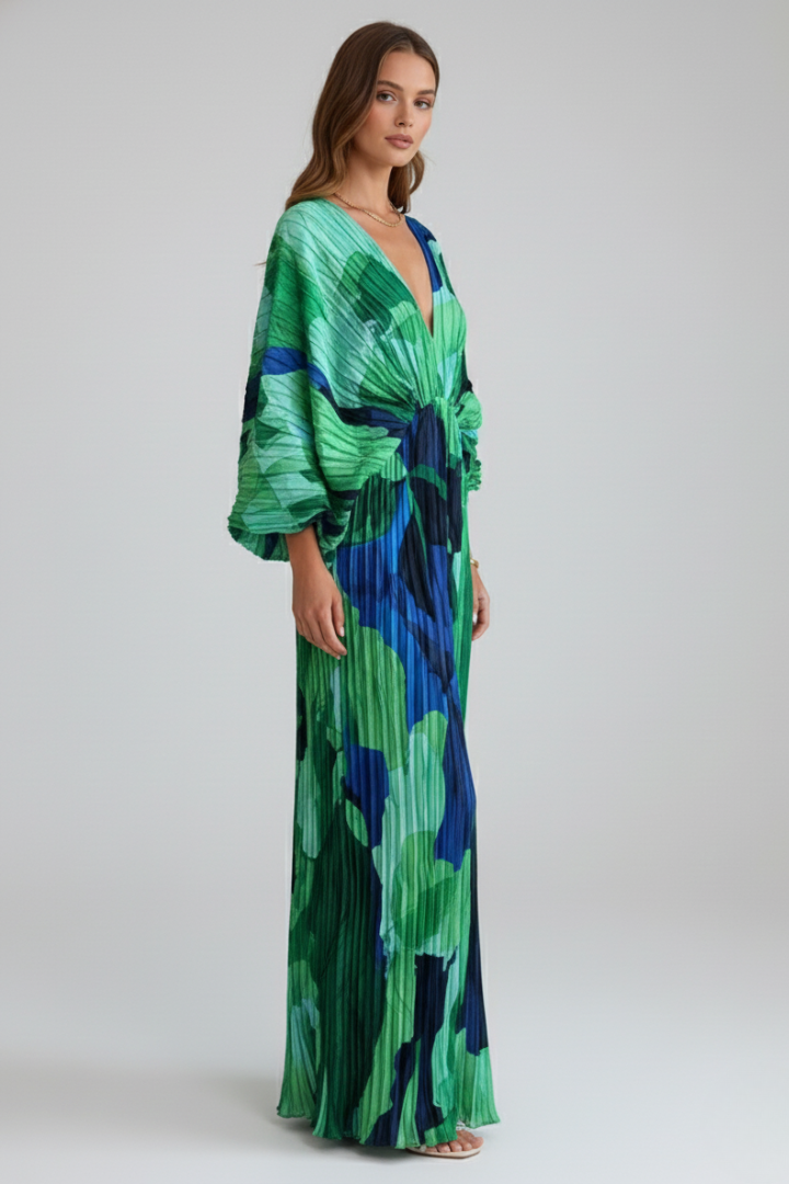 Women's Long Sleeve Maxi Dress with a V Neck