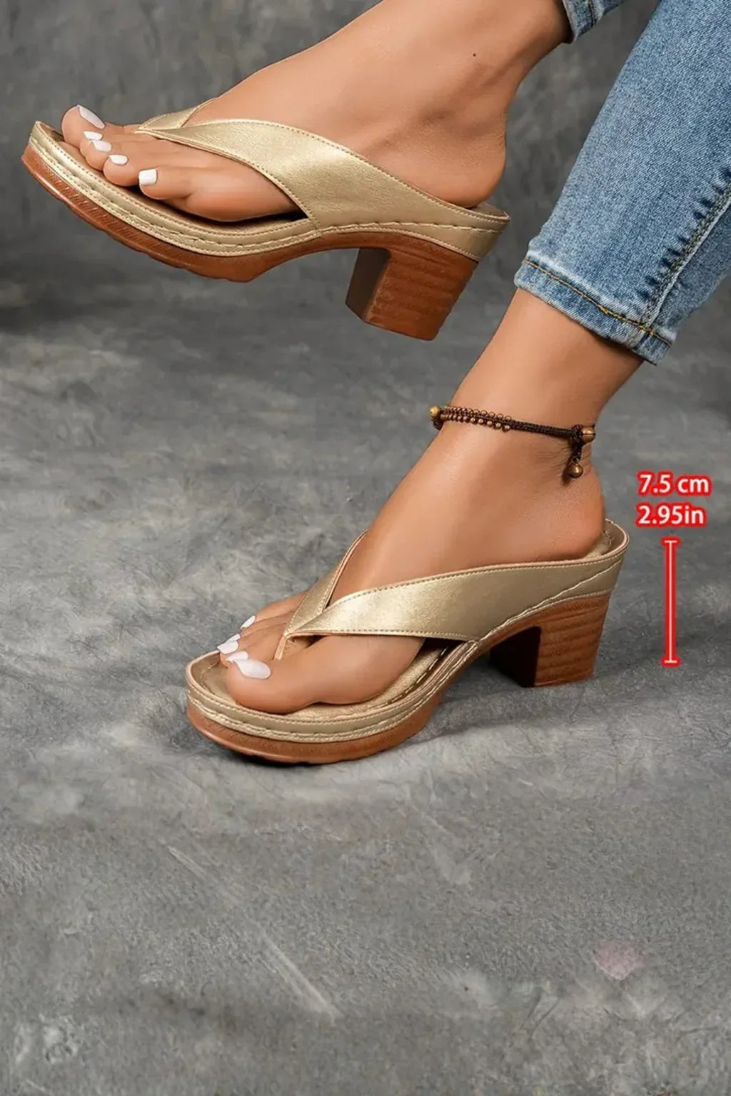 Cordelia | Women's Block Heel Toe Post Sandals with Ankle Strap