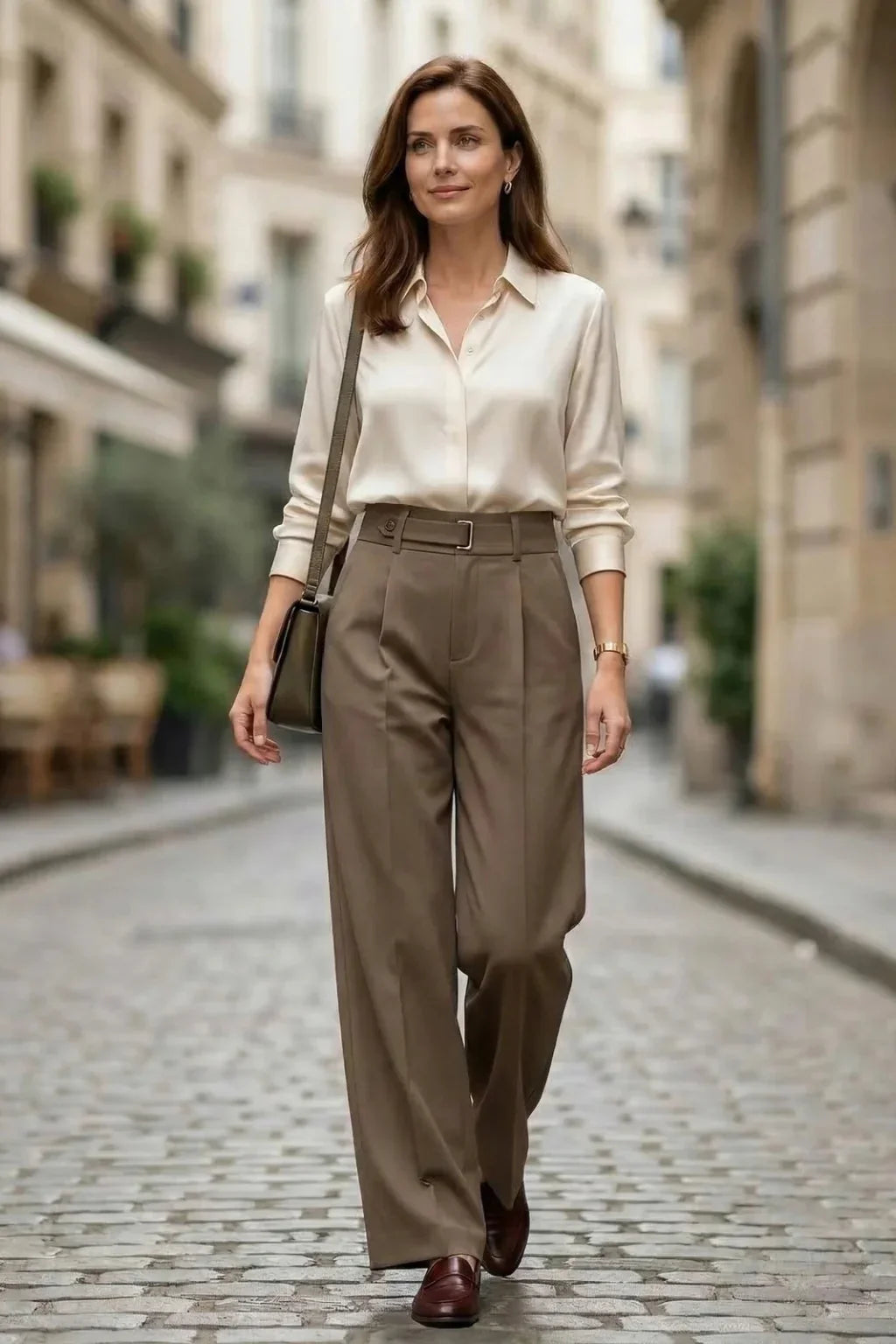Cordelia | Women's Pleated Wide Leg Trouser with Belted Waist and Side Pockets