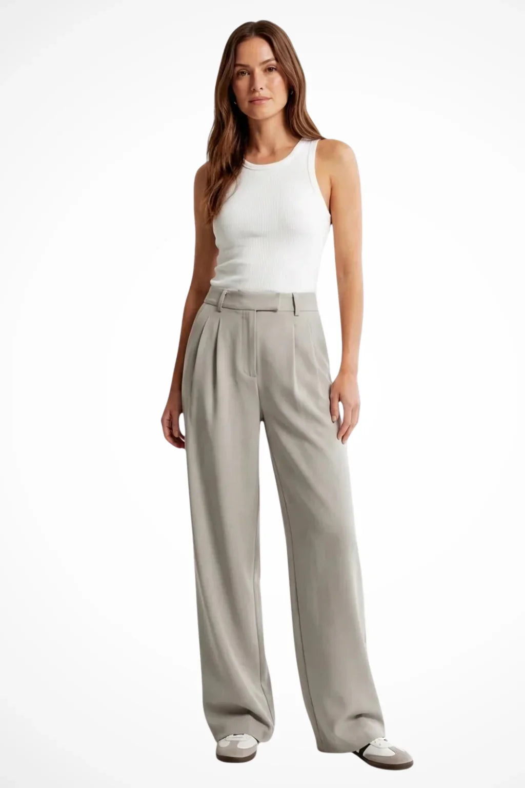 Cordelia | Women's Pleated Wide Leg Trouser with Belted Waist and Side Pockets