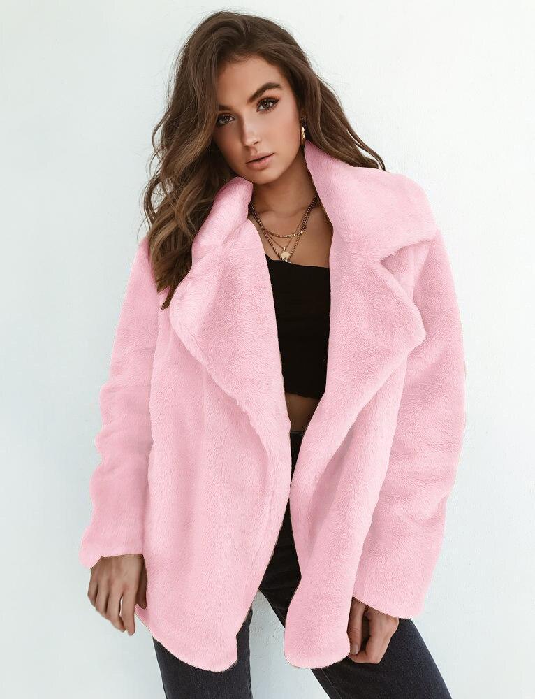 Women's Teddy Jacket with Wide Collar and Relaxed Fit