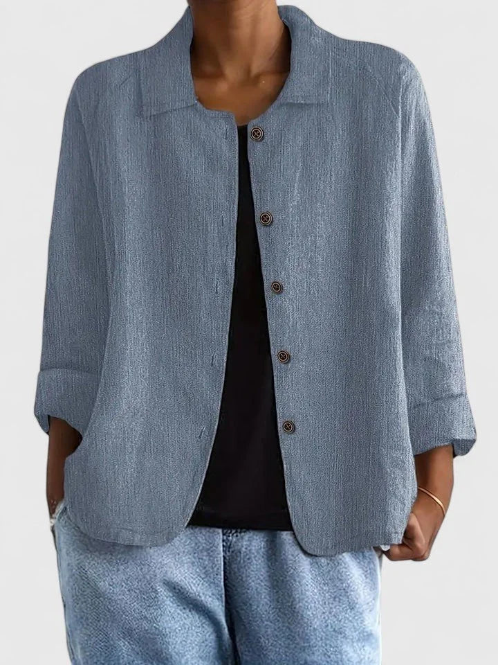 Cotton button-up cardigan relaxed fit long sleeve
