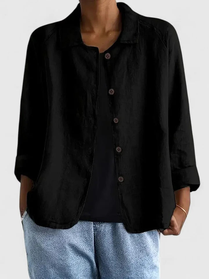 Cotton button-up cardigan relaxed fit long sleeve