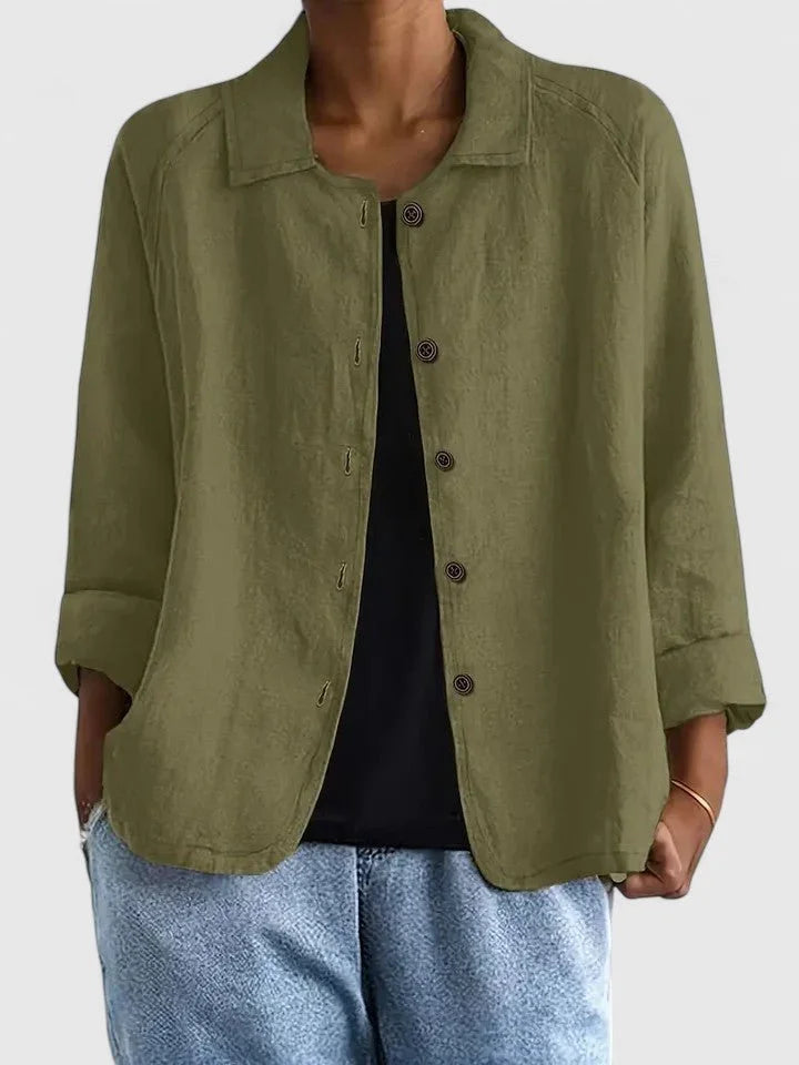 Cotton button-up cardigan relaxed fit long sleeve