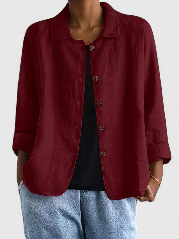 Cotton button-up cardigan relaxed fit long sleeve