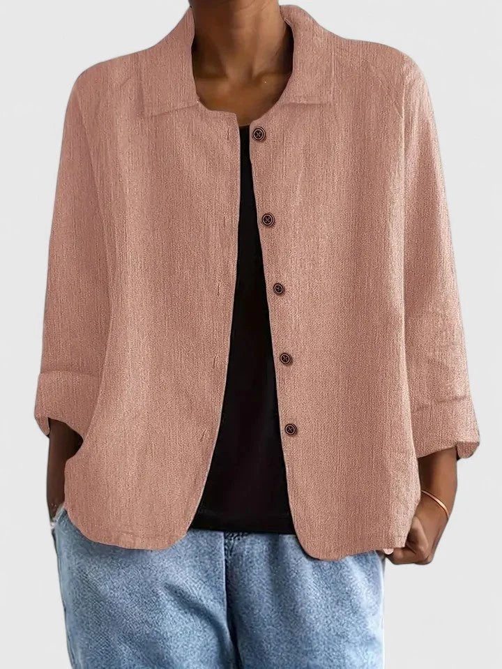 Cotton button-up cardigan relaxed fit long sleeve