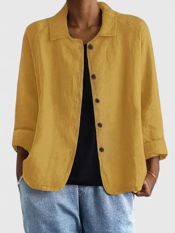 Cotton button-up cardigan relaxed fit long sleeve
