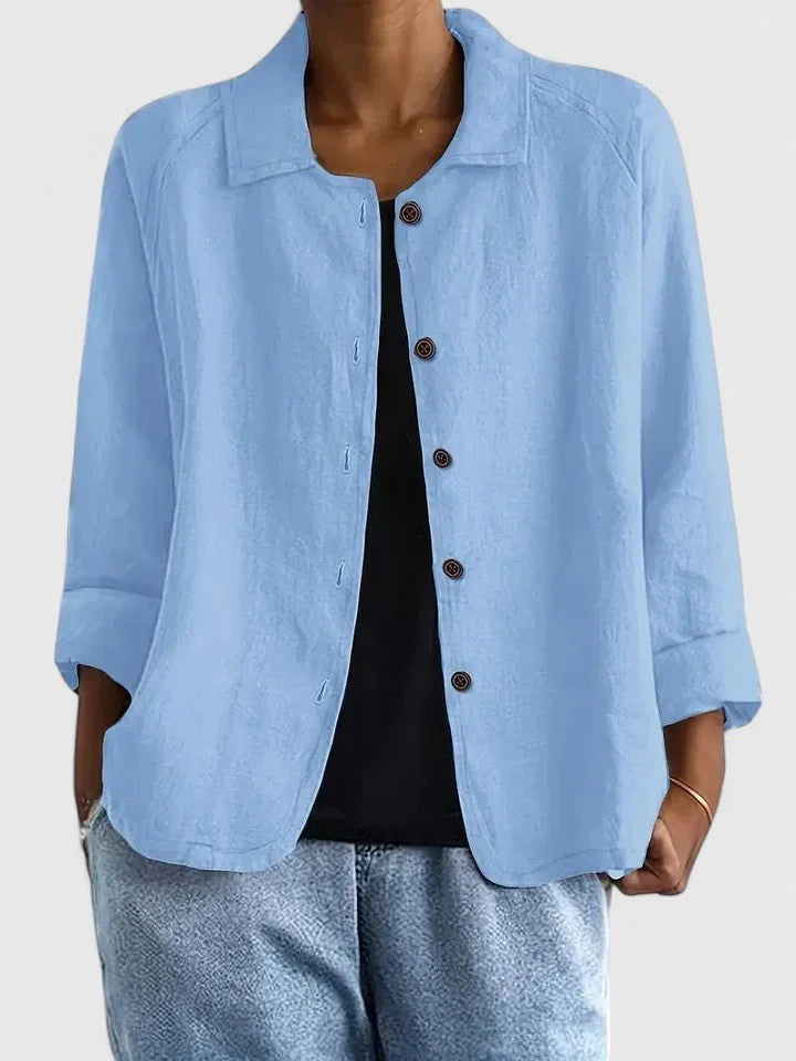 Cotton button-up cardigan relaxed fit long sleeve