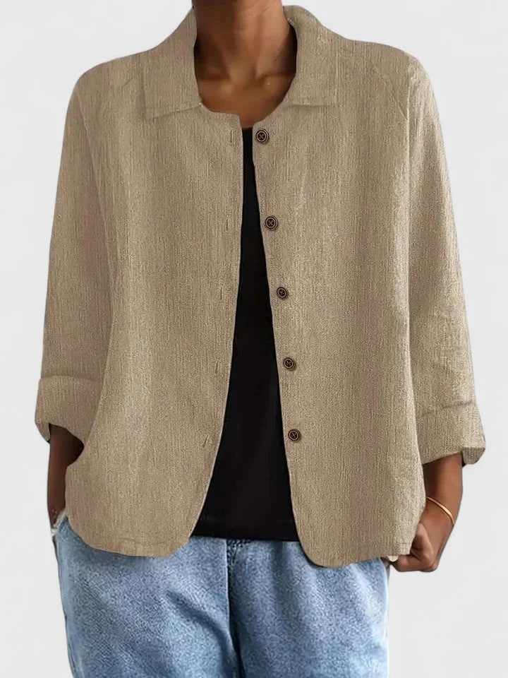 Cotton button-up cardigan relaxed fit long sleeve