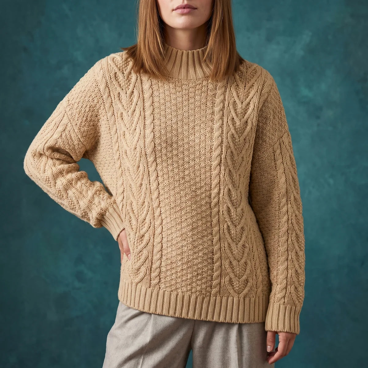 Cressida Chunky Cable Mock Neck Sweater