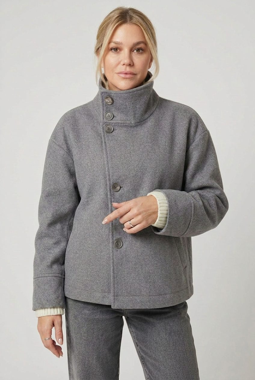Leighton | Wool Cropped Button-Front Coat for Women