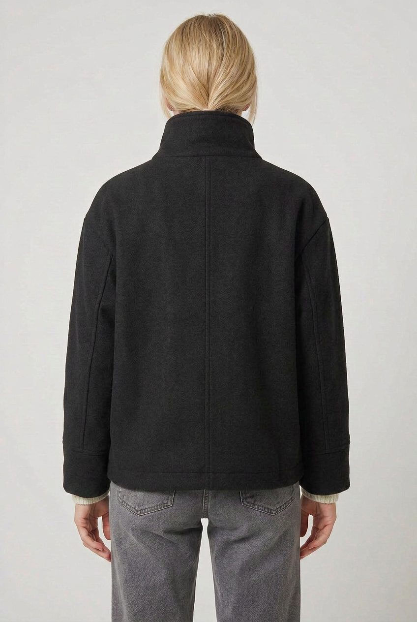 Leighton | Wool Cropped Button-Front Coat for Women