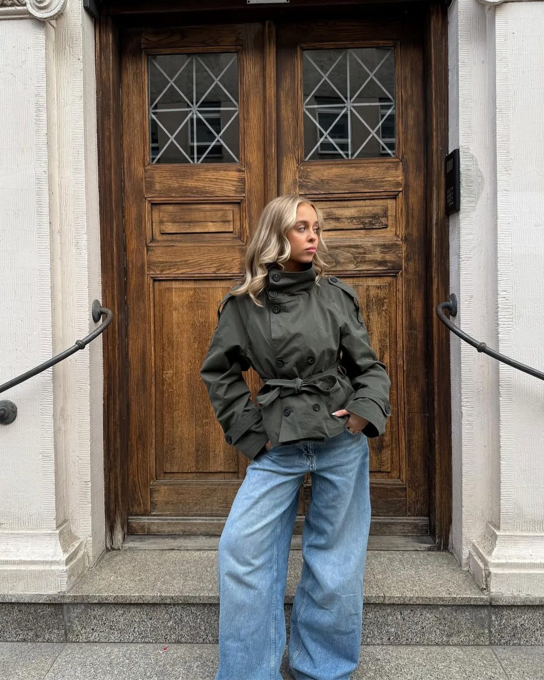 Luna | Cropped Double-Breasted Trench Coat with Belt for Women
