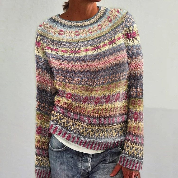 Cynara | Patterned Sweater with Crew Neck for Women