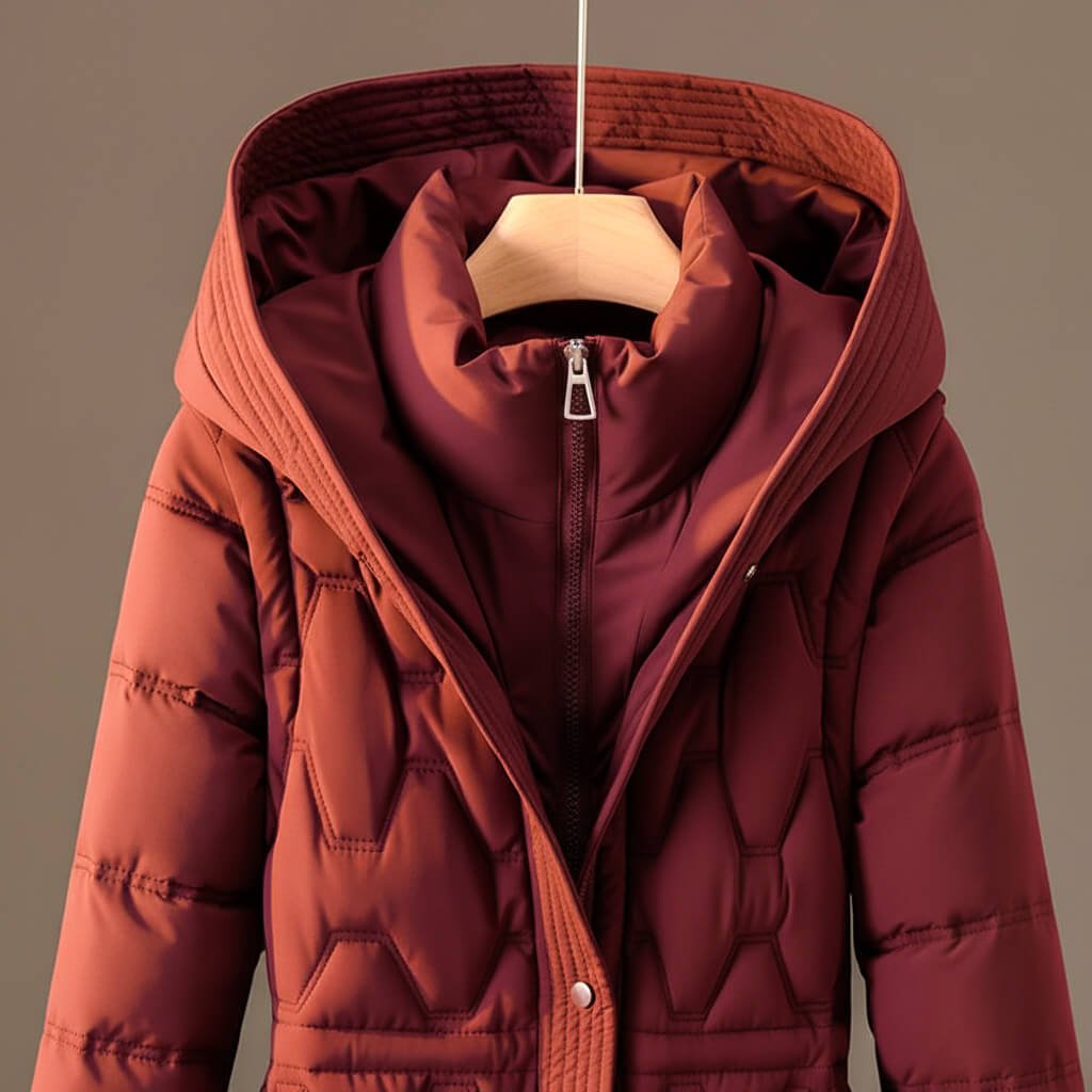 Kristy | Womens Quilted Hooded Winter Coat | Lightweight Filling, Zip and Snap Closure | Red, Brown, Black and More XS-XL